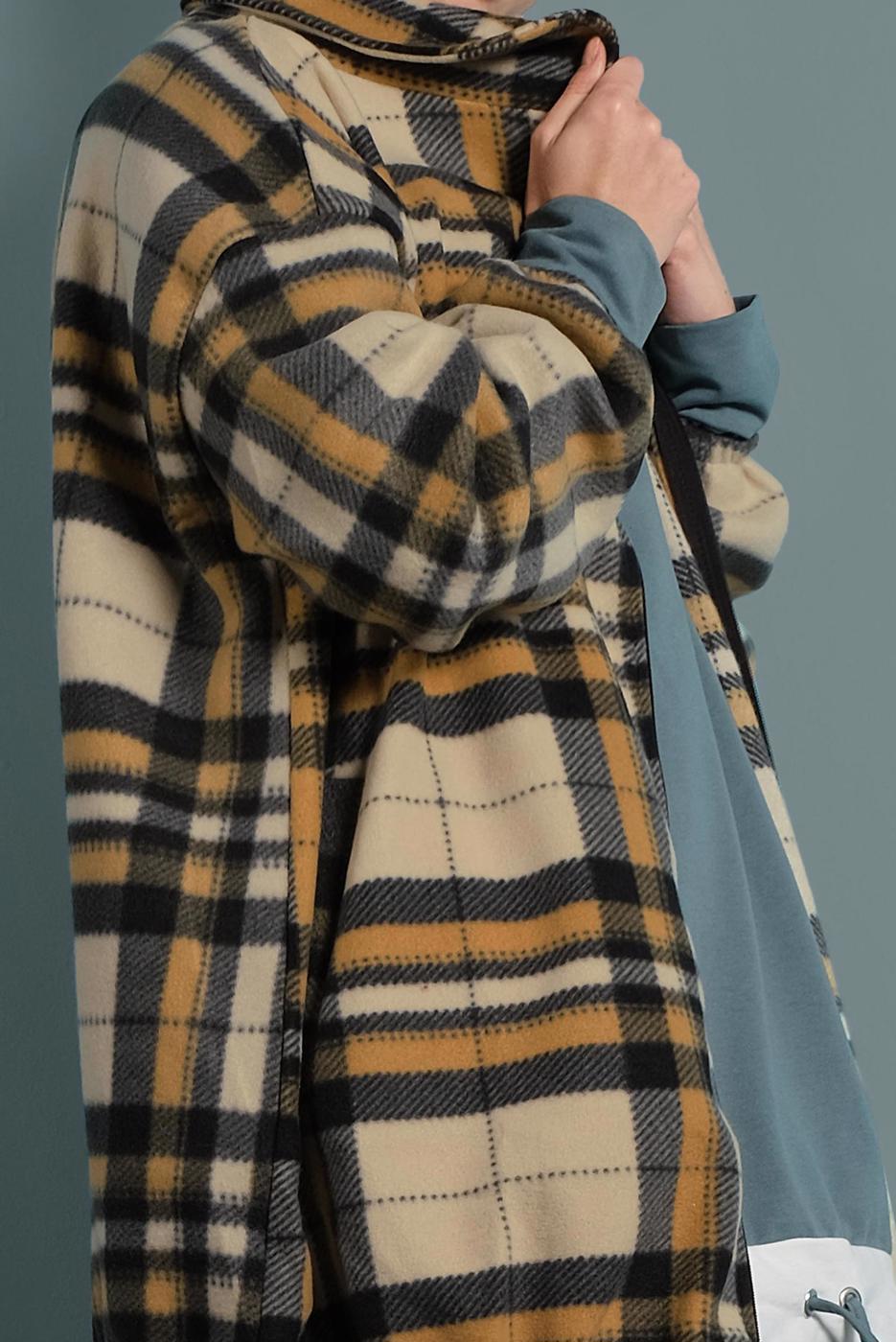 Tesettür giyim GRİ EKOSE DESENLİ POLAR CEKET 8316-1