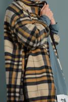 Tesettür giyim GRİ EKOSE DESENLİ POLAR CEKET 8316-1