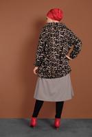 Tesettür giyim SİYAH LEOPAR DESENLİ POLAR CEKET 8316-3