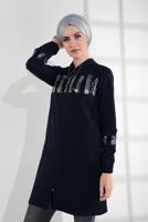 Tesettür giyim LACİVERT PAMUKLU PUL PAYET EŞOFMAN CEKET 9005