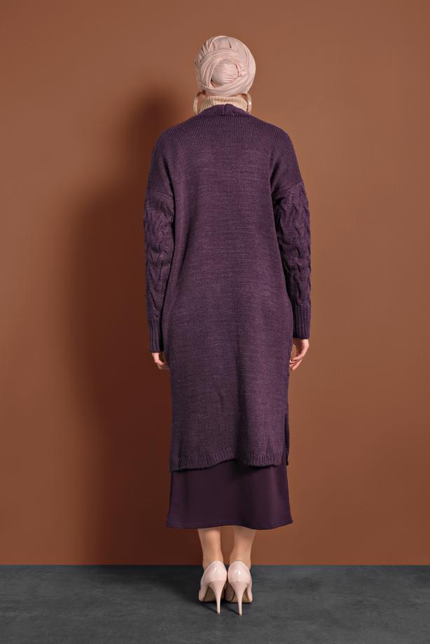 Hijab-Kleidung  ÖRGÜ DESENLİ TRİKO HIRKA T 0005 - TRENDTESETTÜR