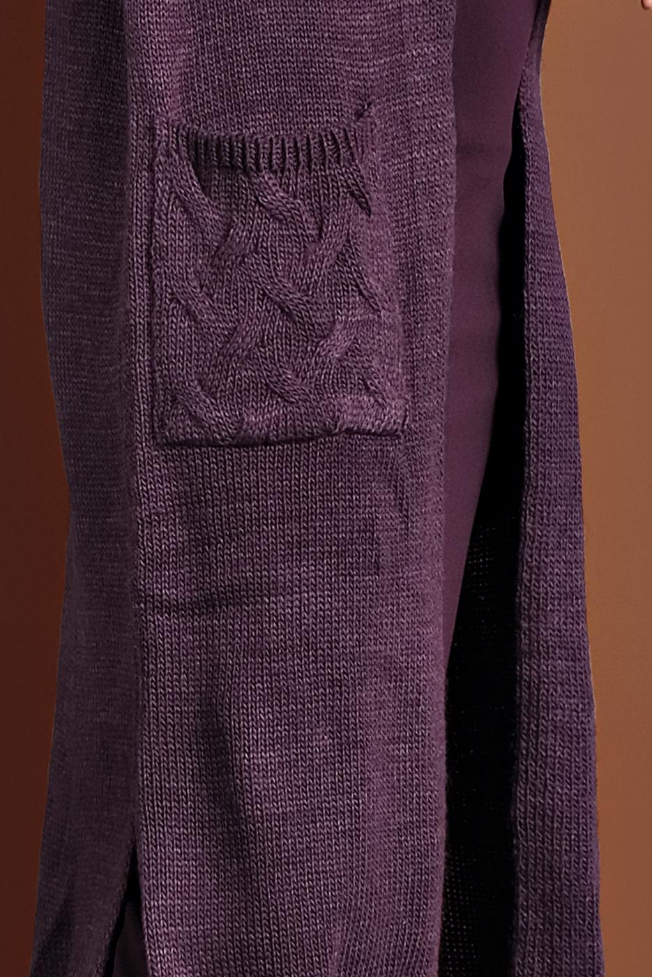 Tesettür giyim MOR ÖRGÜ DESENLİ TRİKO HIRKA T 0005