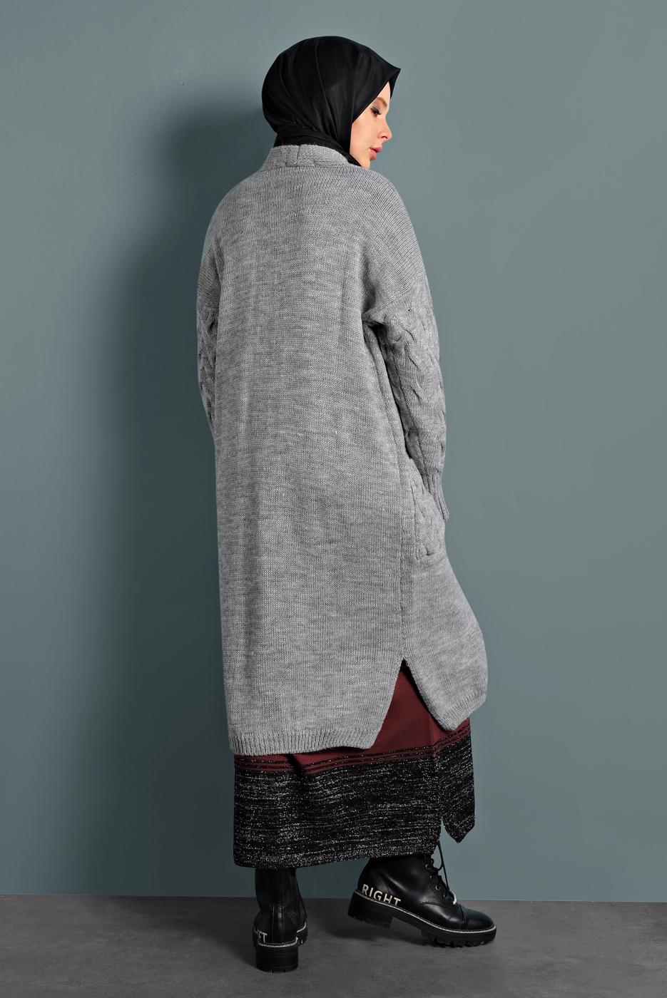 Vêtements hijab GRIS GILET EN MAILLE 0005 