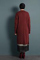 Tesettür giyim BORDO ÖRGÜ DESENLİ TRİKO HIRKA T 0005