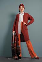 Tesettür giyim KAHVE ÖRGÜ DESENLİ TRİKO HIRKA T 0005