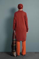 Tesettür giyim KAHVE ÖRGÜ DESENLİ TRİKO HIRKA T 0005