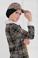 Tesettür giyim SİYAH YAKASI VE MANŞETLERİ POLARLI EKOSE CEKET 0165 