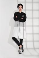 Tesettür giyim SİYAH ŞERİT DETAYLI KAPÜŞONLU EŞOFMAN CEKET 0655 