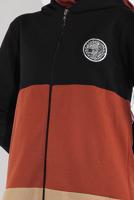 Tesettür giyim SİYAH ŞERİT DETAYLI KAPÜŞONLU EŞOFMAN CEKET 0655 