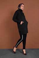 Hijab clothing BLACK HOODED ZIPPED SPORT JACKET 0801