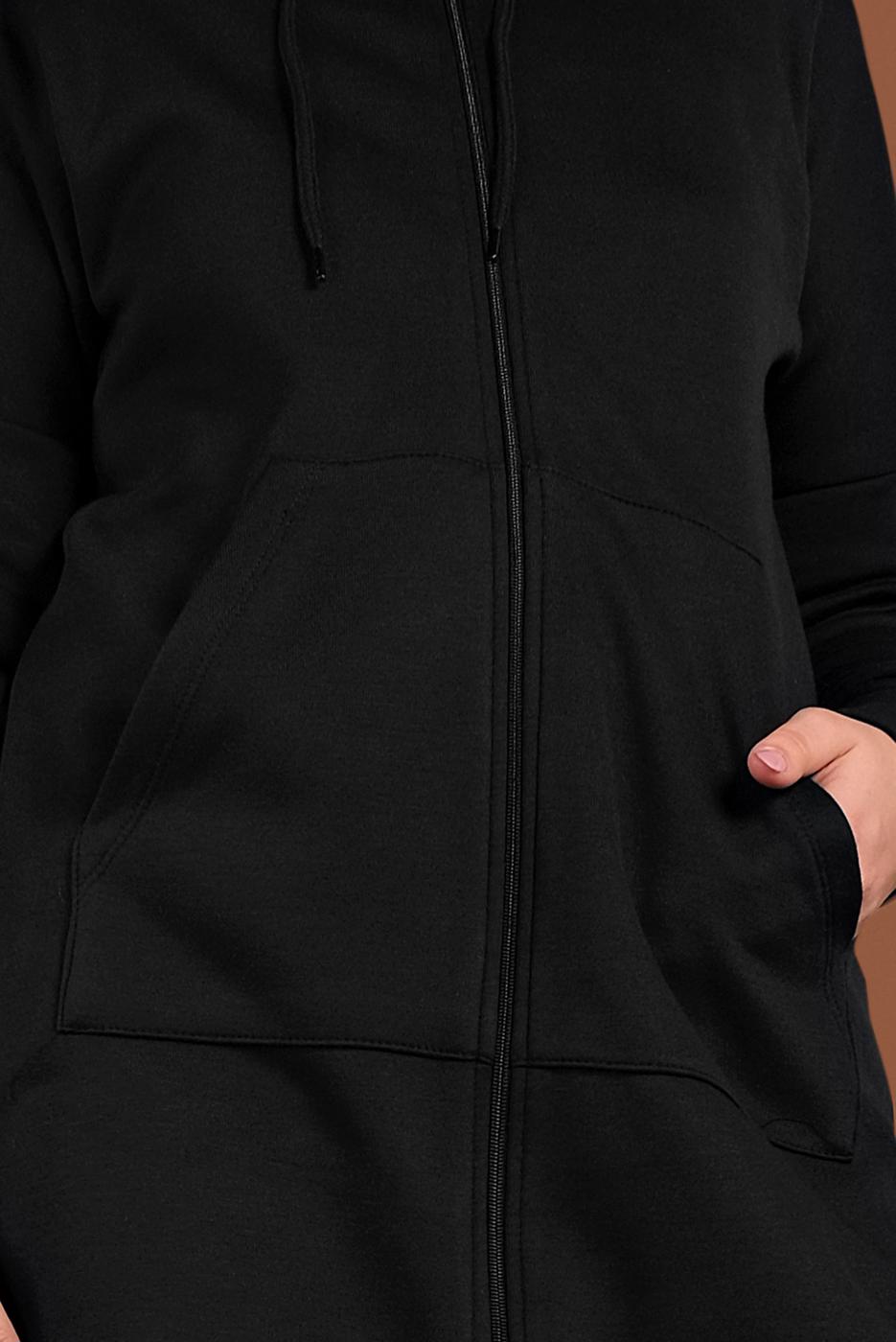 Hijab clothing BLACK HOODED ZIPPED SPORT JACKET 0801