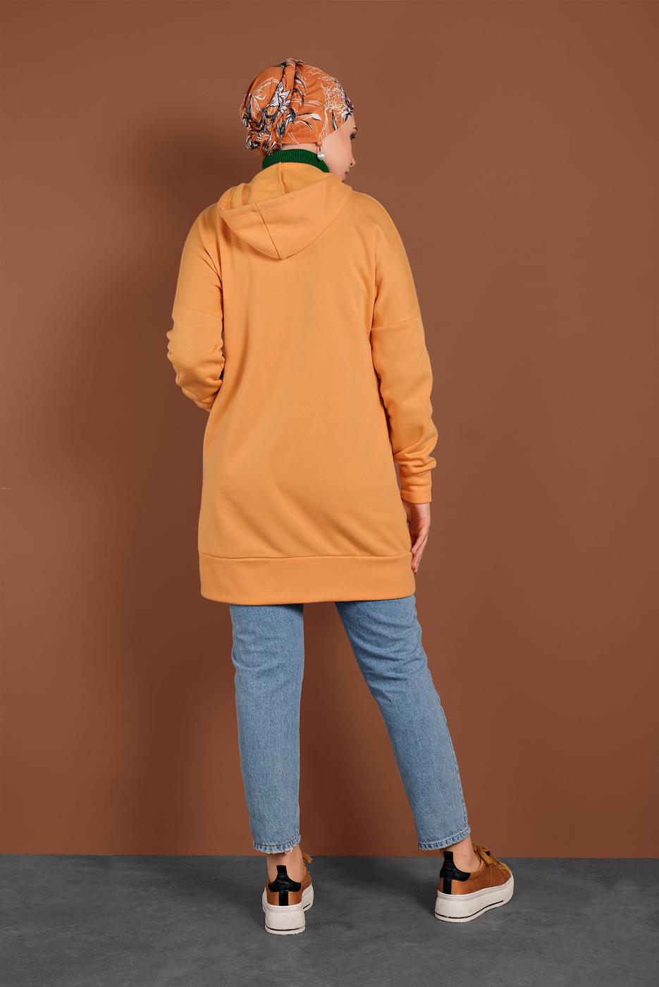 Hijab clothing ORANGE HOODED ZIPPED SPORT JACKET 0801