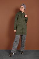 Vêtements hijab KAKI JAQUETTE SPORT ZIPPÉ À CAPUCHE 0801