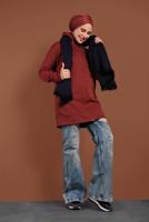 Hijab clothing BROWN HOODED ZIPPED SPORT JACKET 0801