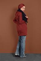 Hijab clothing BROWN HOODED ZIPPED SPORT JACKET 0801
