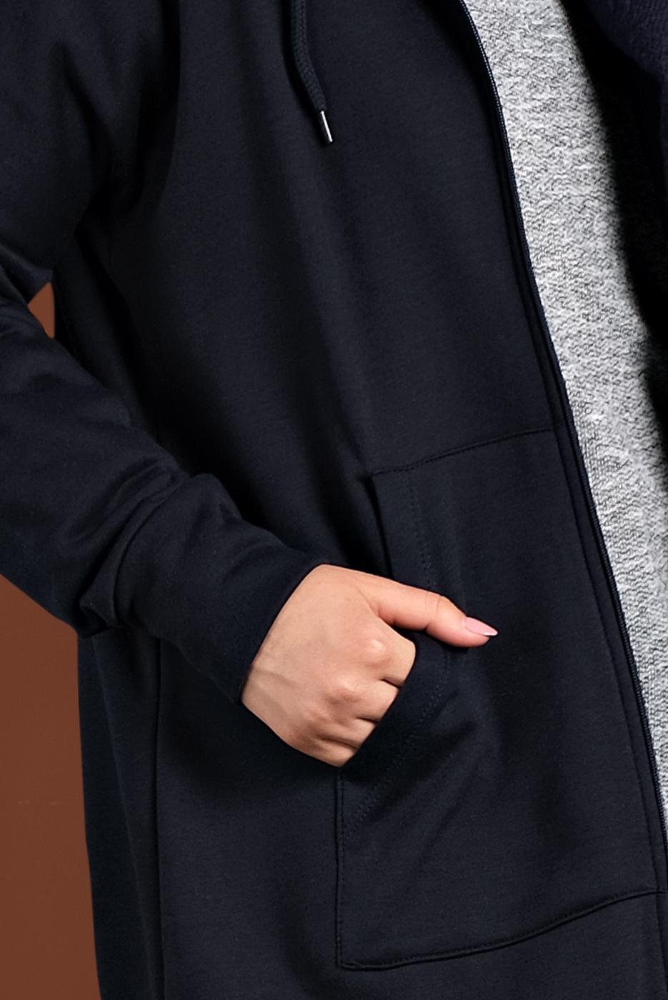 Vêtements hijab BLEU MARINE JAQUETTE SPORT ZIPPÉ À CAPUCHE 0801