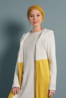 Vêtements hijab JAUNE GILET MAILLE AVEC FENTES 0921