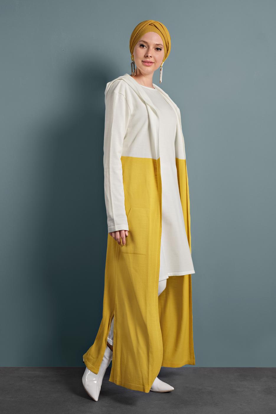 Vêtements hijab JAUNE GILET MAILLE AVEC FENTES 0921