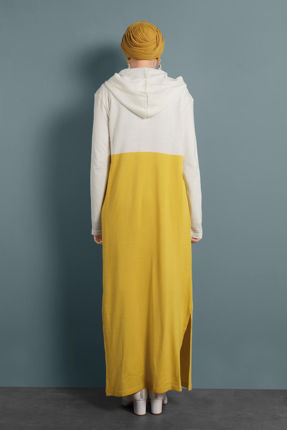 Vêtements hijab JAUNE GILET MAILLE AVEC FENTES 0921