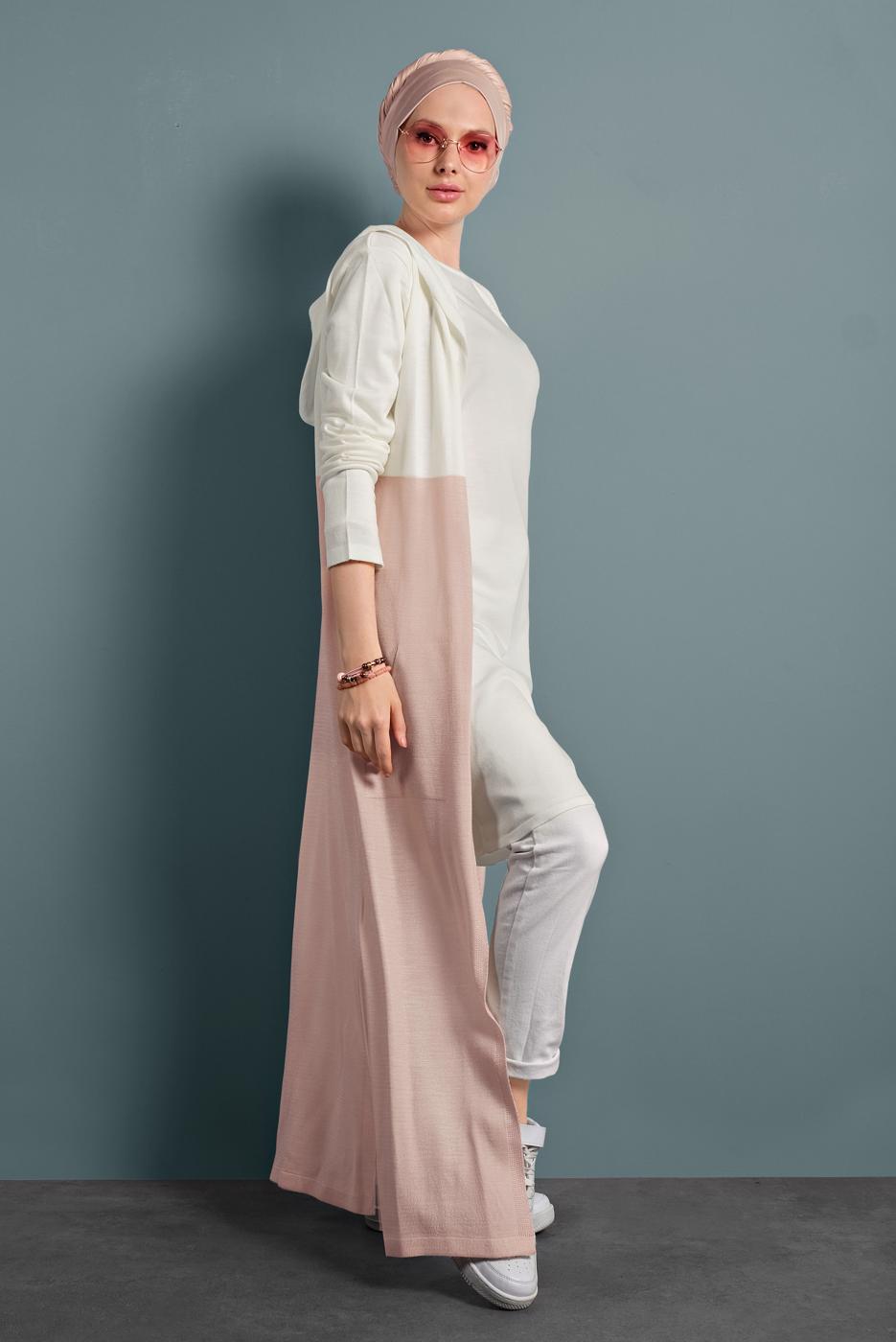 Vêtements hijab POUDRE GILET MAILLE AVEC FENTES 0921