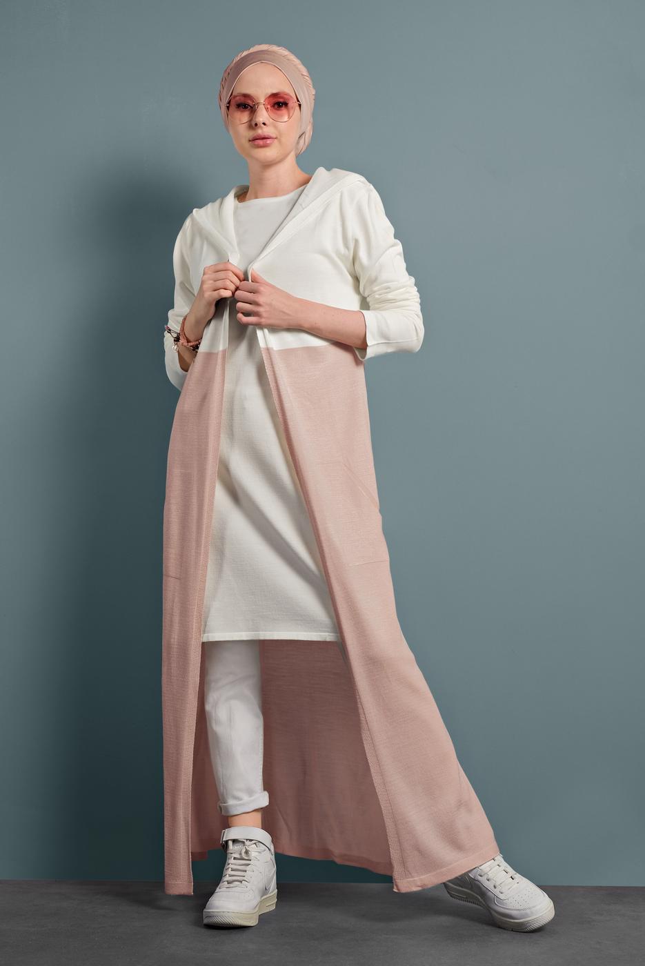 Vêtements hijab POUDRE GILET MAILLE AVEC FENTES 0921