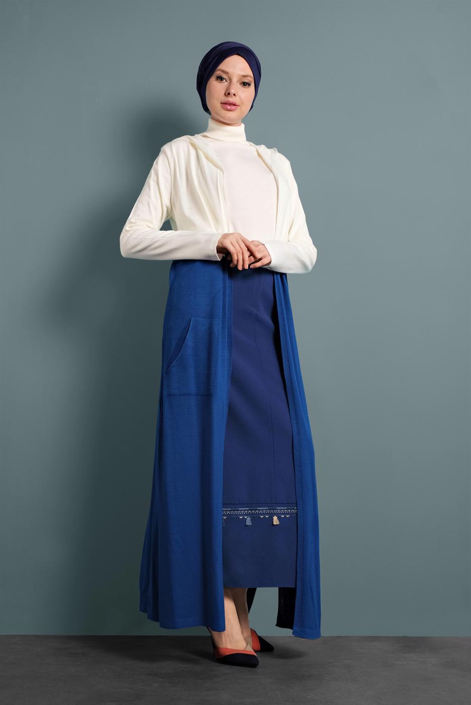 Vêtements hijab BLEU MARINE GILET MAILLE AVEC FENTES 0921