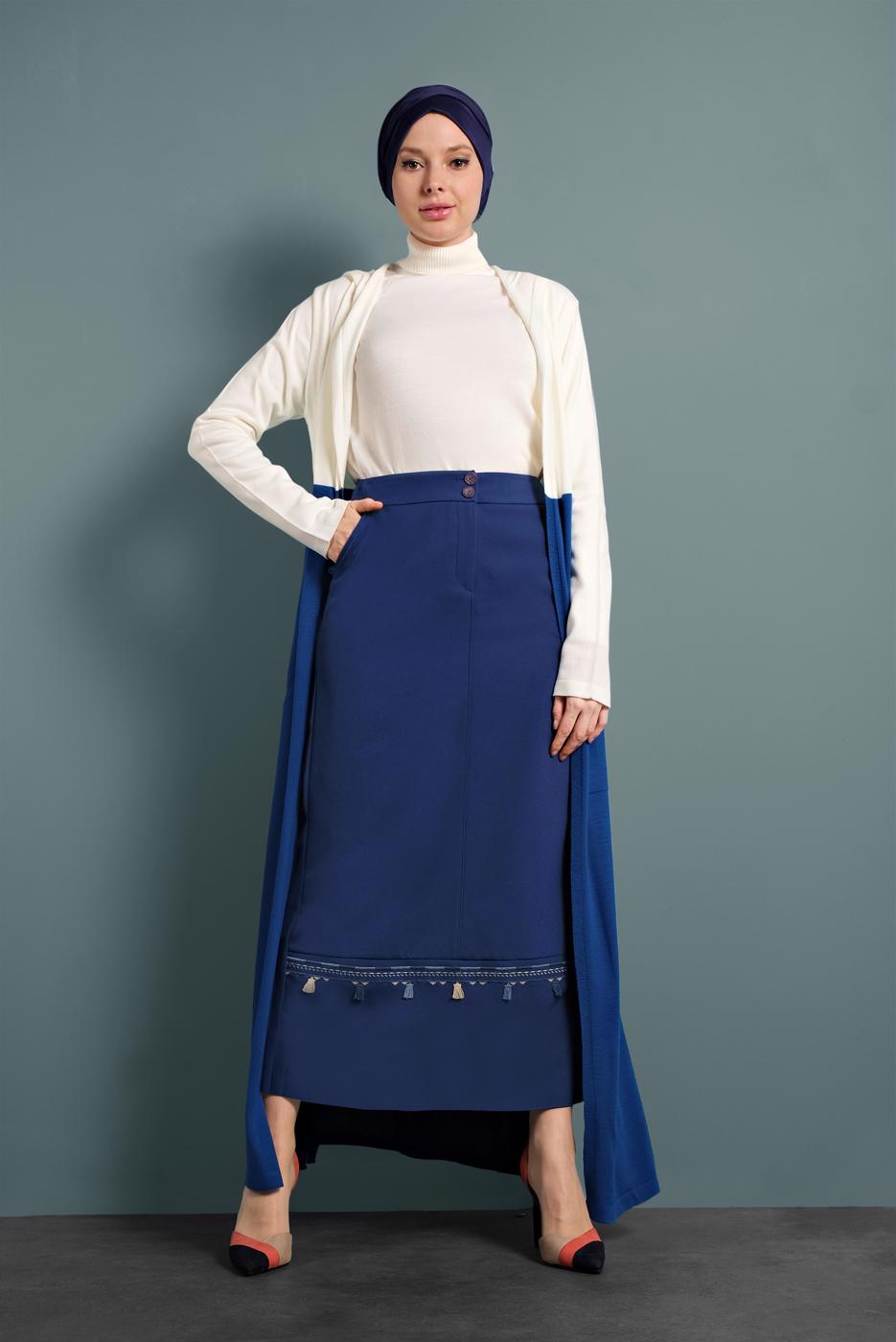 Vêtements hijab BLEU MARINE GILET MAILLE AVEC FENTES 0921