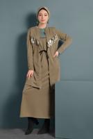 Tesettür giyim KAHVE PUL PAYET DETAYLI EŞOFMAN CEKET 947