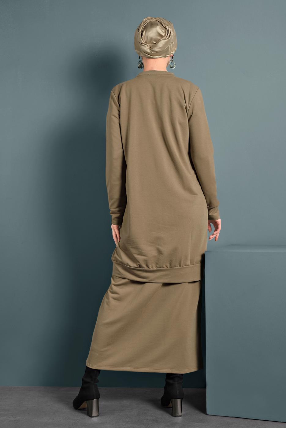 Tesettür giyim KAHVE PUL PAYET DETAYLI EŞOFMAN CEKET 947