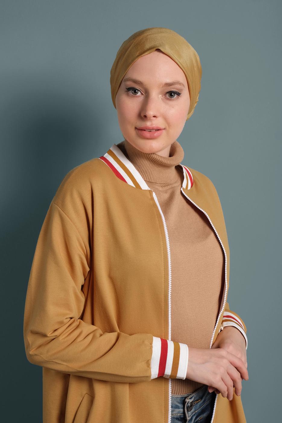 Hijab clothing ORANGE ZIPPED SPORT JACKET 1100 