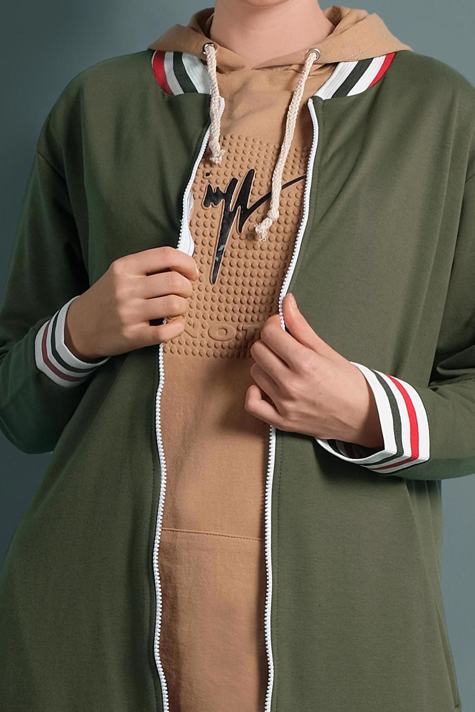 Vêtements hijab KAKI VESTE SPORT À ZIPPÉ 1100