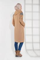 Tesettür giyim BEJ LEOPAR DESENLİ FERMUARLI EŞOFMAN CEKET 1255 