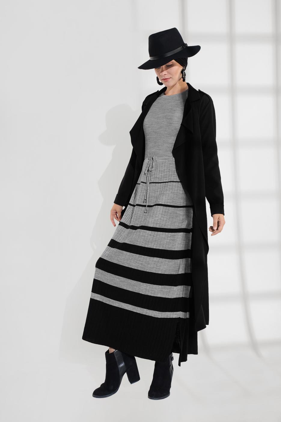 Vêtements hijab NOIR VESTE AVEC CEINTURE 2007 