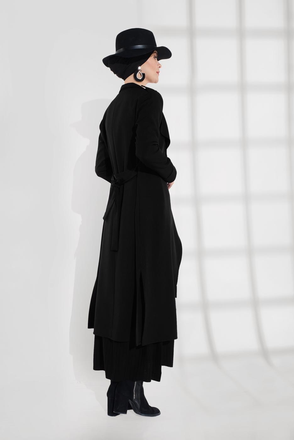 Vêtements hijab NOIR VESTE AVEC CEINTURE 2007 