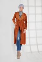 Hijab clothing ORANGE BELTED TRENCH-COAT 2007