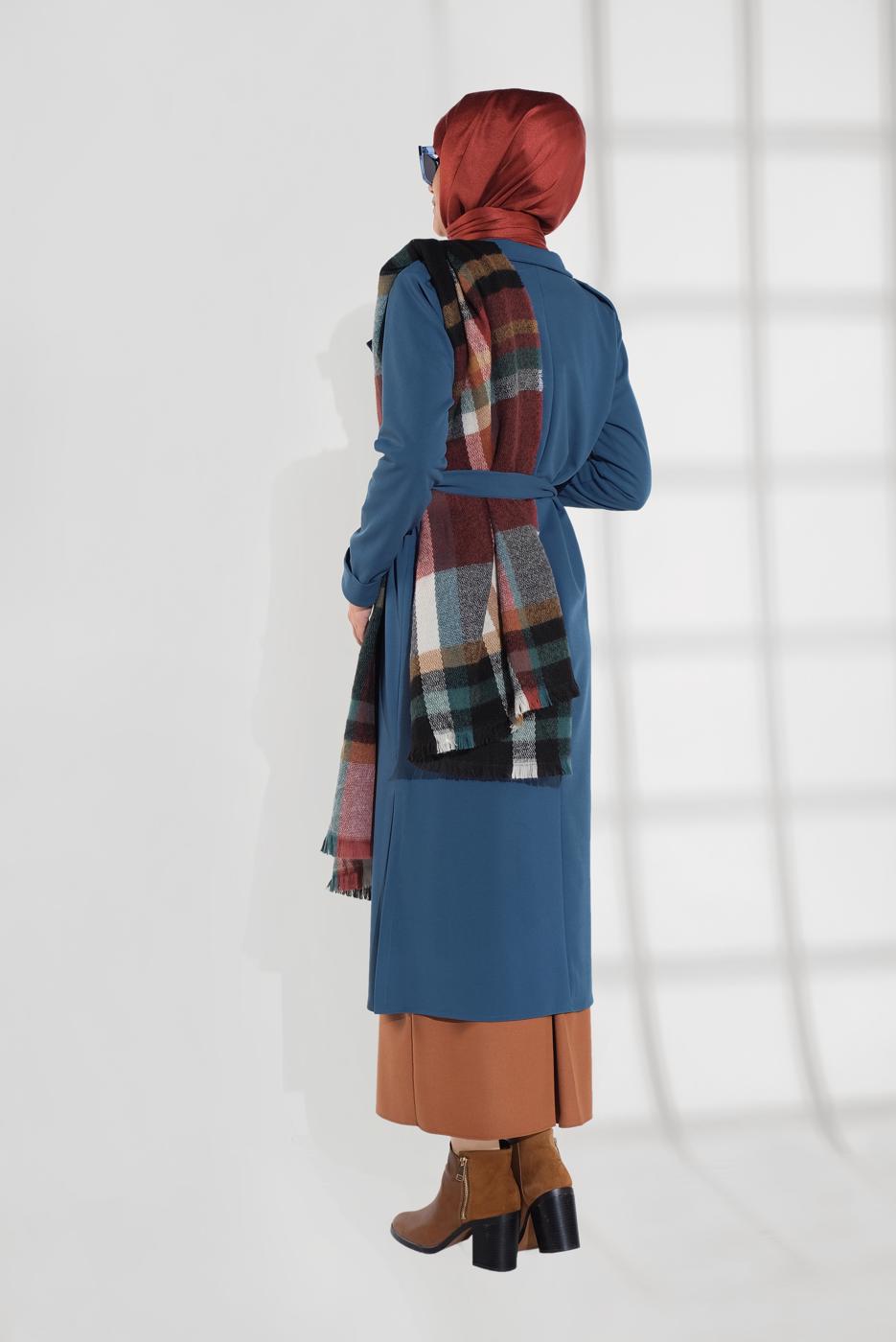 Hijab clothing GREEN BELTED TRENCH-COAT 2007