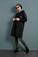 Hijab clothing BLACK SEQUINED TRENCH-COAT 2220 
