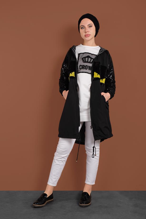Vêtements hijab  SEQUINED TRENCH-COAT 2220  - TRENDTESETTÜR