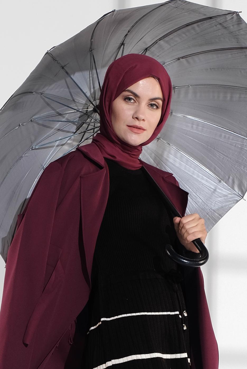 Vêtements hijab ROUGE BORDEAUX VESTE À SMOCKS AVEC CEINTURE 3007 