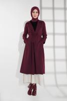 Vêtements hijab ROUGE BORDEAUX VESTE À SMOCKS AVEC CEINTURE 3007 