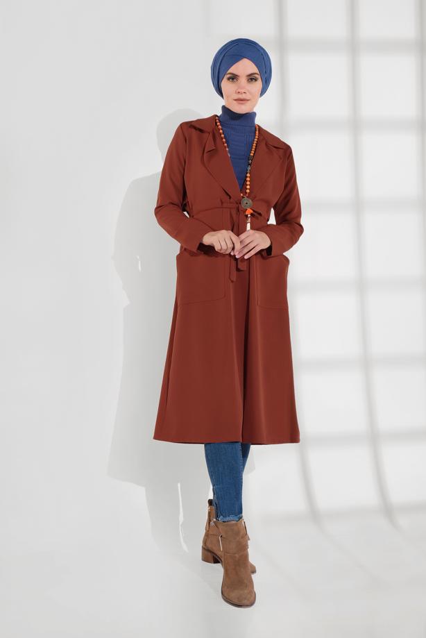 Vêtements hijab  SMOCKED BELTED JACKET 3007  - TRENDTESETTÜR