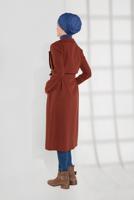 Vêtements hijab BRUN VESTE À SMOCKS AVEC CEINTURE 3007 