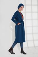 Vêtements hijab BLEU MARINE VESTE À SMOCKS AVEC CEINTURE 3007 