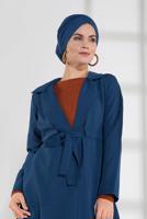 Vêtements hijab BLEU MARINE VESTE À SMOCKS AVEC CEINTURE 3007 