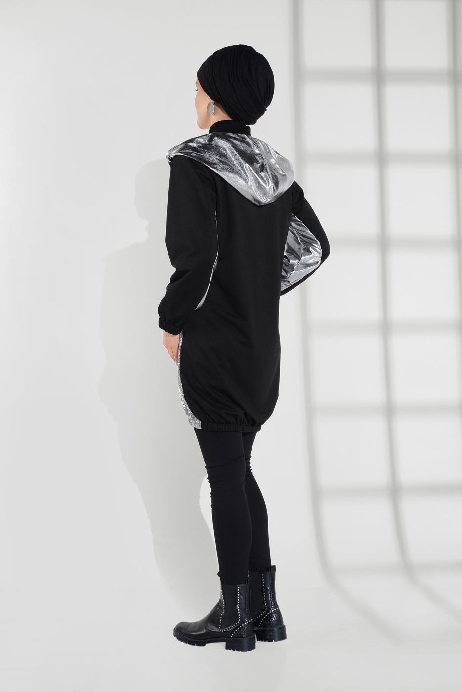 Tesettür giyim SİYAH PUL PAYETLİ CEKET 3055