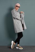 Hijab clothing ECRU HOODED LEATHER TRENCH-COAT 3220 