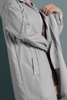 Hijab clothing ECRU HOODED LEATHER TRENCH-COAT 3220 