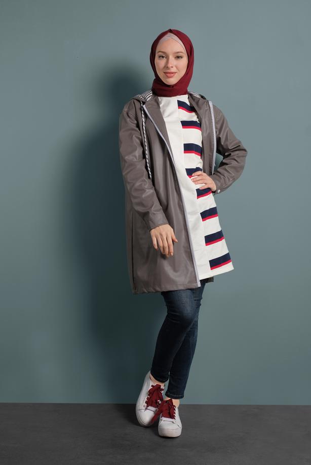 Vêtements hijab  HOODED LEATHER TRENCH-COAT 3220  - TRENDTESETTÜR