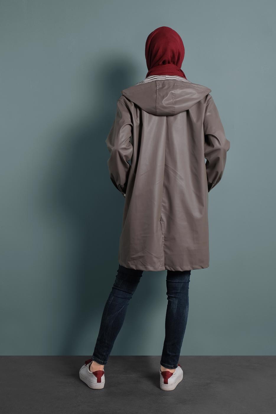 Vêtements hijab VISON TRENCH-COAT EN CUIR À CAPUCHE 3220