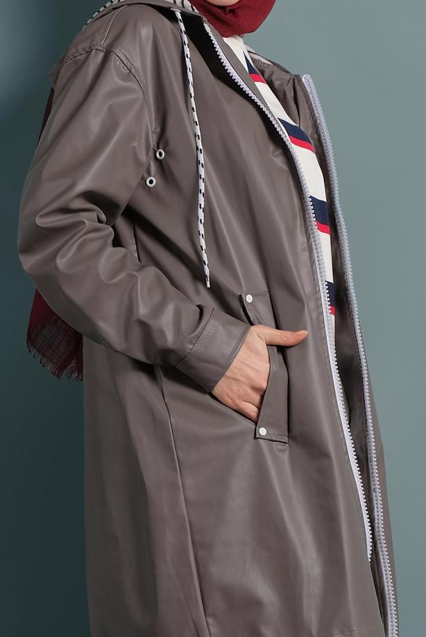 Vêtements hijab  HOODED LEATHER TRENCH-COAT 3220  - TRENDTESETTÜR